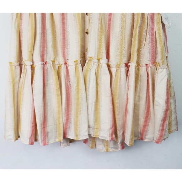 NWT Free People Do It Again Frayed‎ Trim Mini Dress Fresh Almond Stripe X Small - Picture 7 of 13